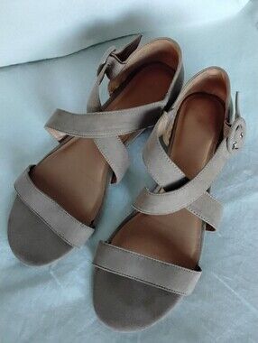 A New Day Taupe Strappy Suede Sandals